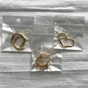 Gold Tone Clip On Hoop Earrings Bundle of 3 All New in Package